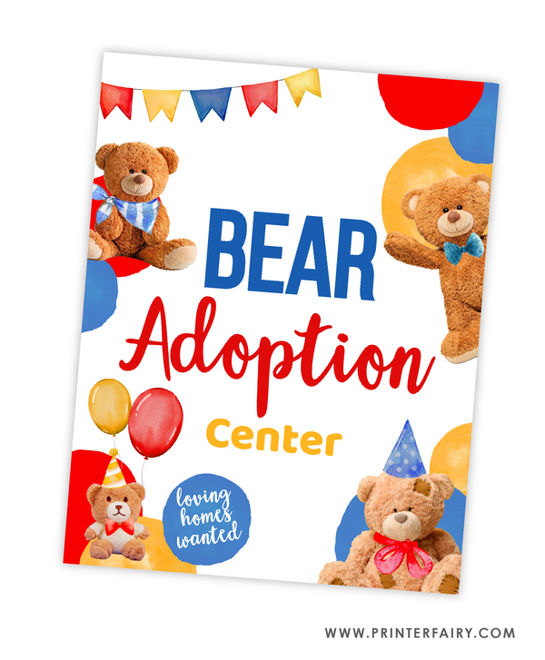 Bear Adoption Sign and Certificate
