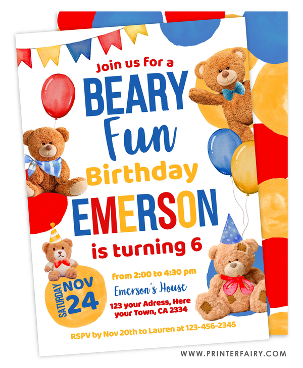 Bear Birthday Invitation