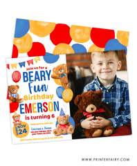 Bear Birthday Invitation with Photo