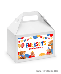 Bear Party Favor Box Label