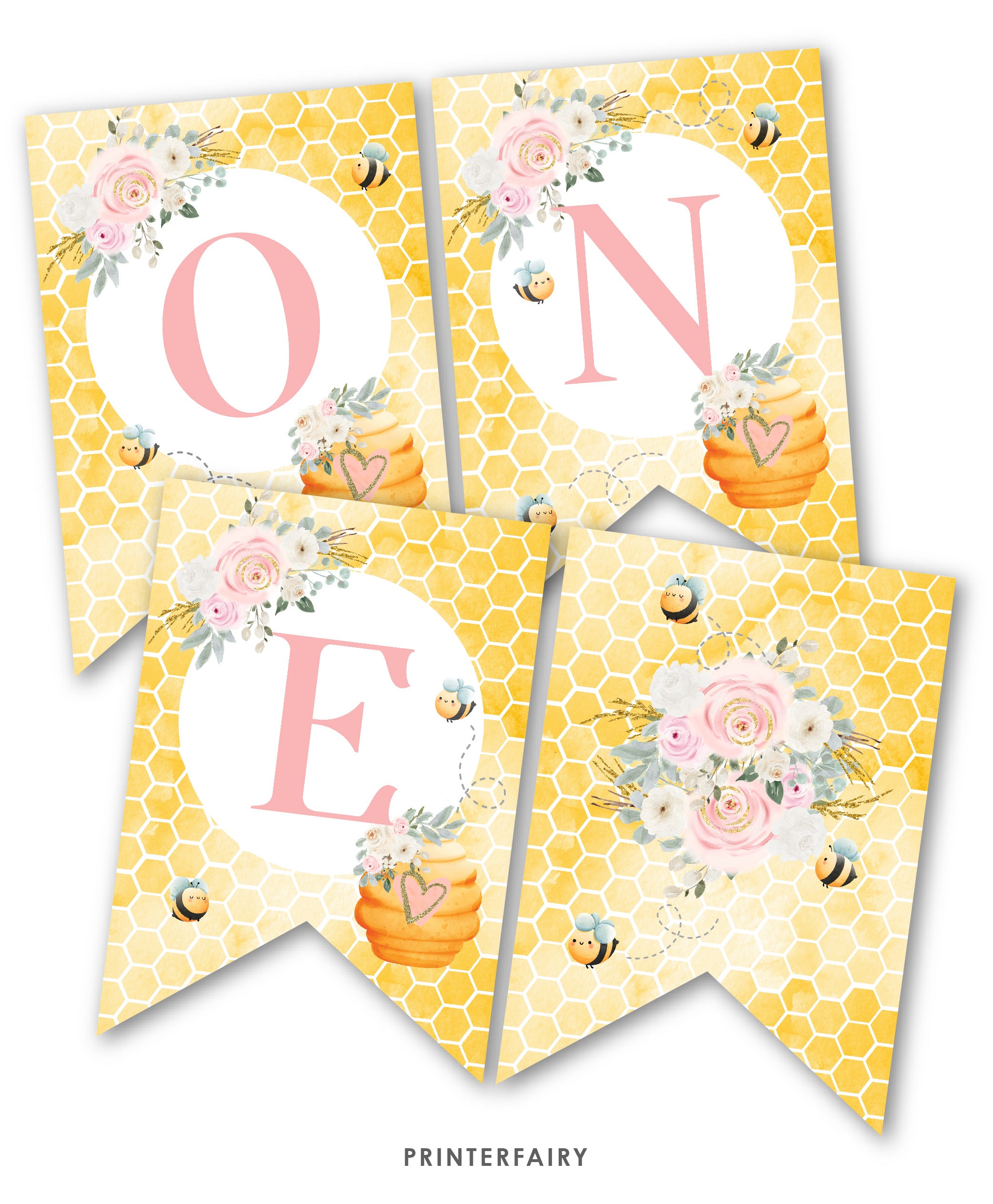 Bees First Birthday Banner