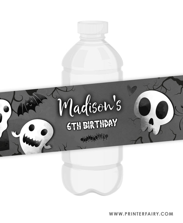 Halloween Birthday Water Bottle Label