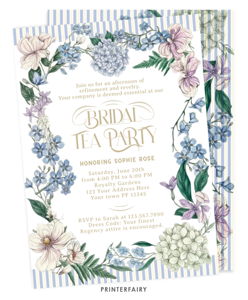 Bridgerton Bridal Shower Invitation PrinterFairy Bridgerton Bridal Shower Invitation PrinterFairy