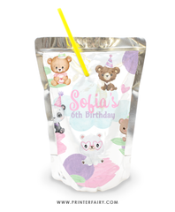 Bear Birthday Drink Pouch Label