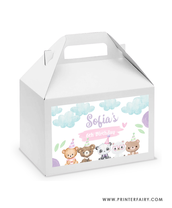 Bear Birthday Gable Box Label