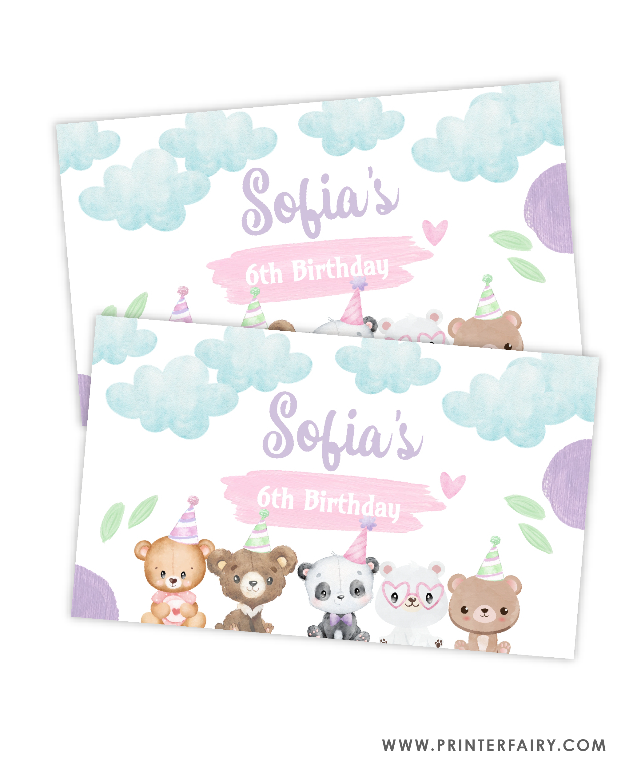 Bear Birthday Gable Box Label