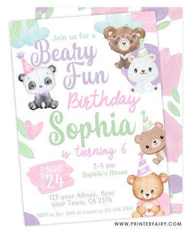 Bears Birthday Party Invitation