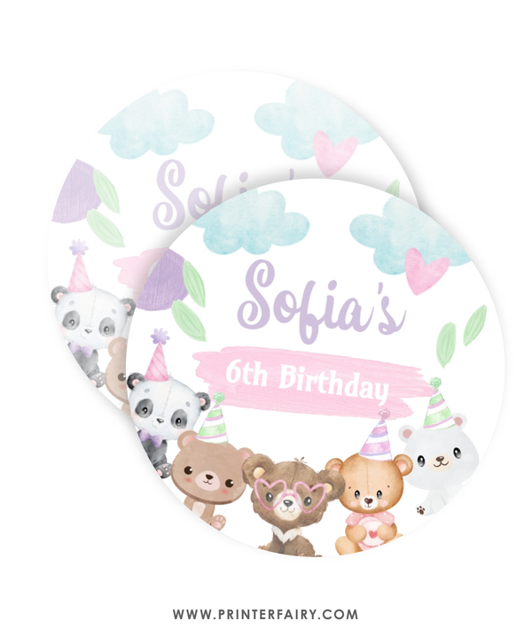 Bear Birthday Party Toppers