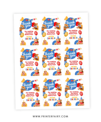 Bear Birthday Party Thank You Tags