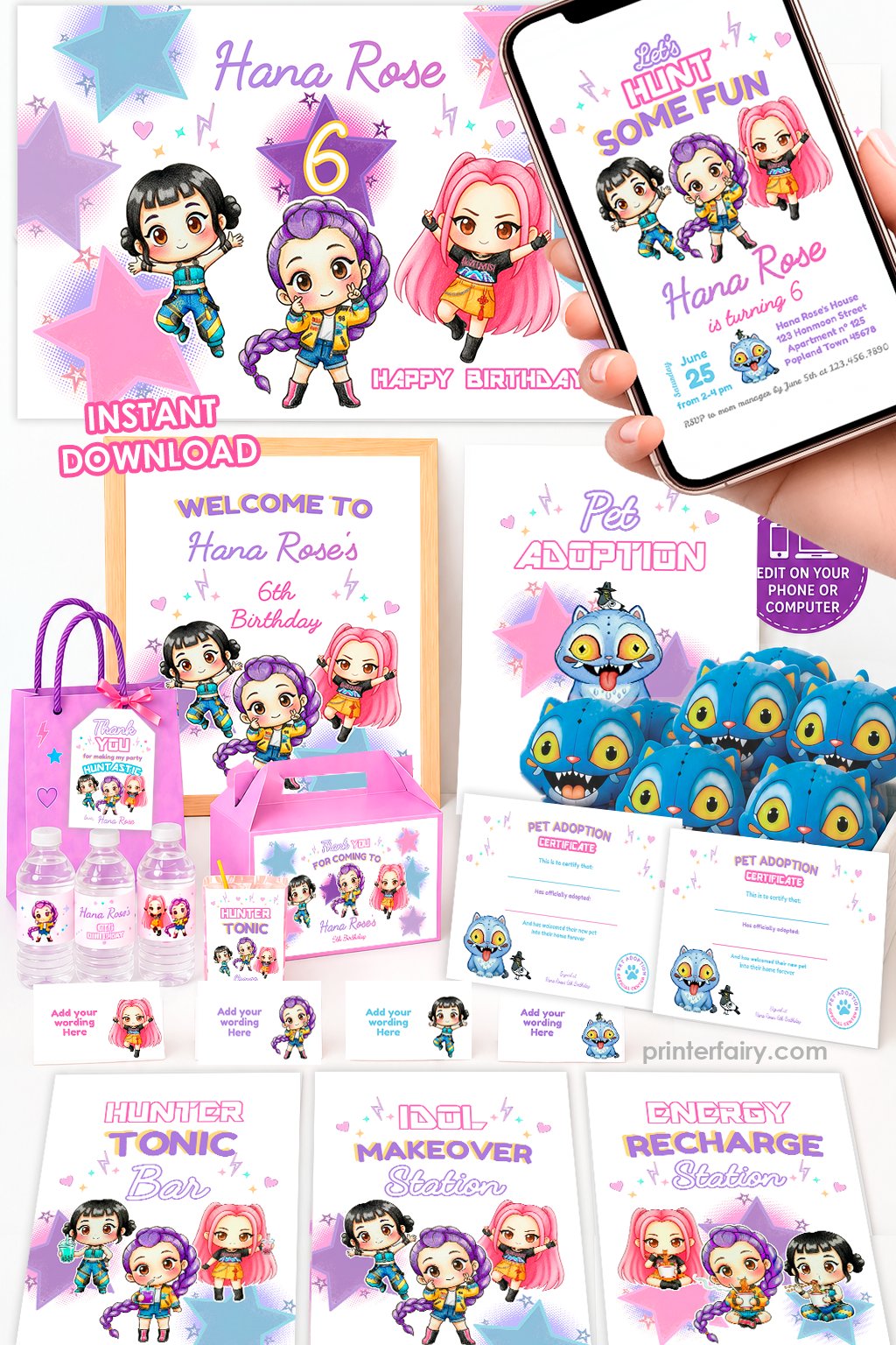 K-Pop Demon Hunters Birthday Party Bundle