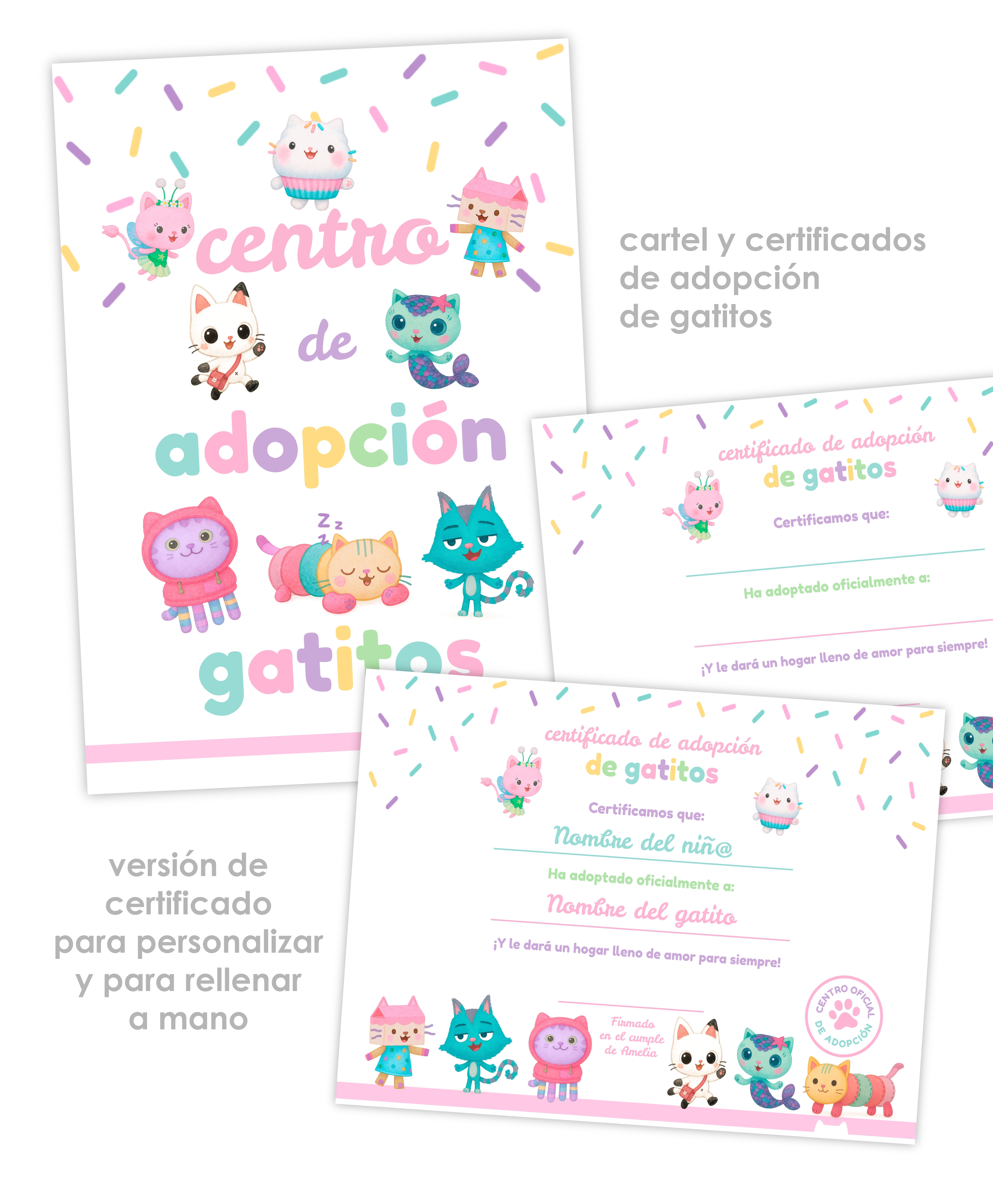 Pack imprimible de cumpleaños Gatástico – Editable y descarga instantánea