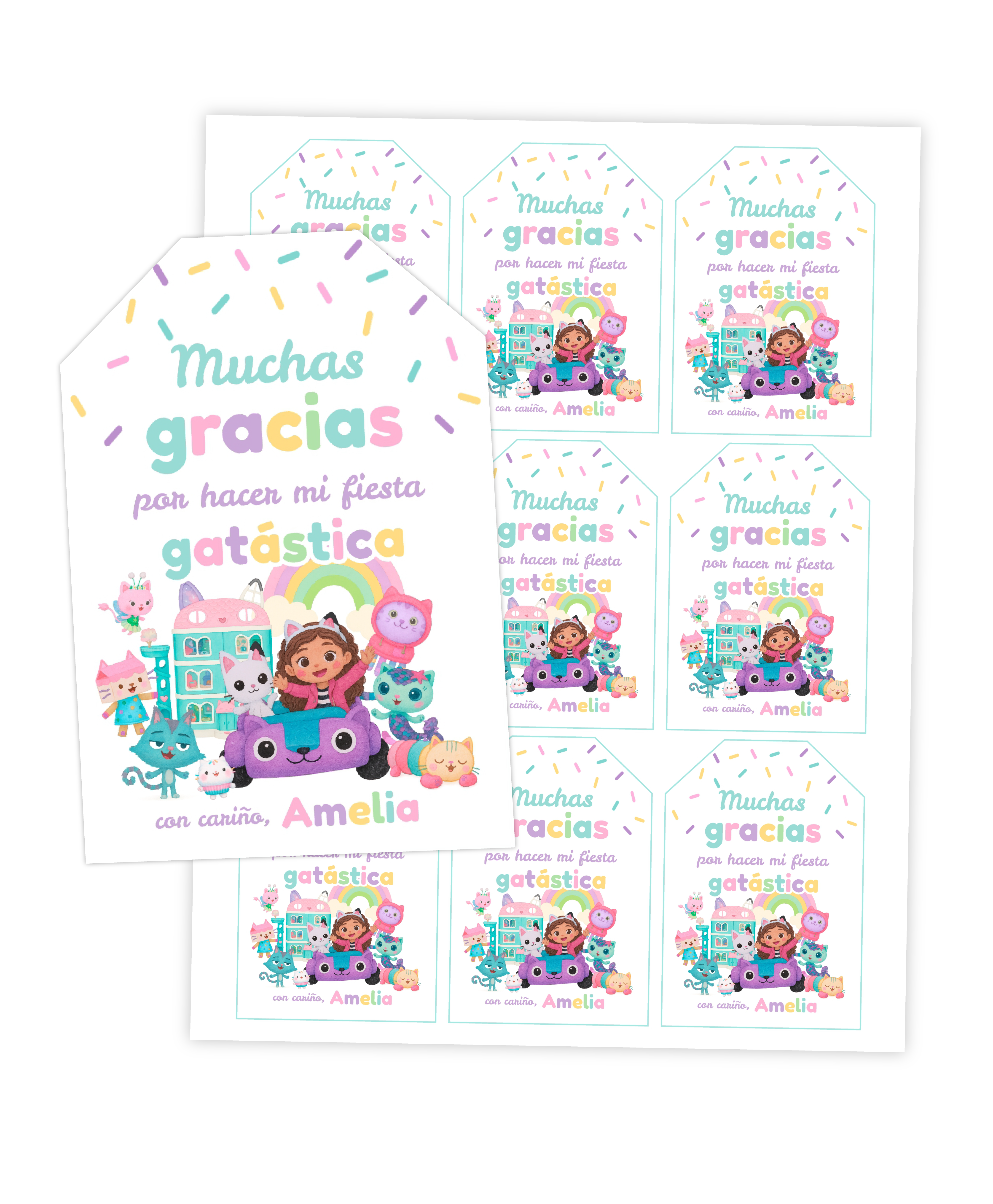Pack imprimible de cumpleaños Gatástico – Editable y descarga instantánea