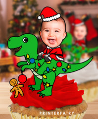 Christmas Dinosaur Toppers with Photo