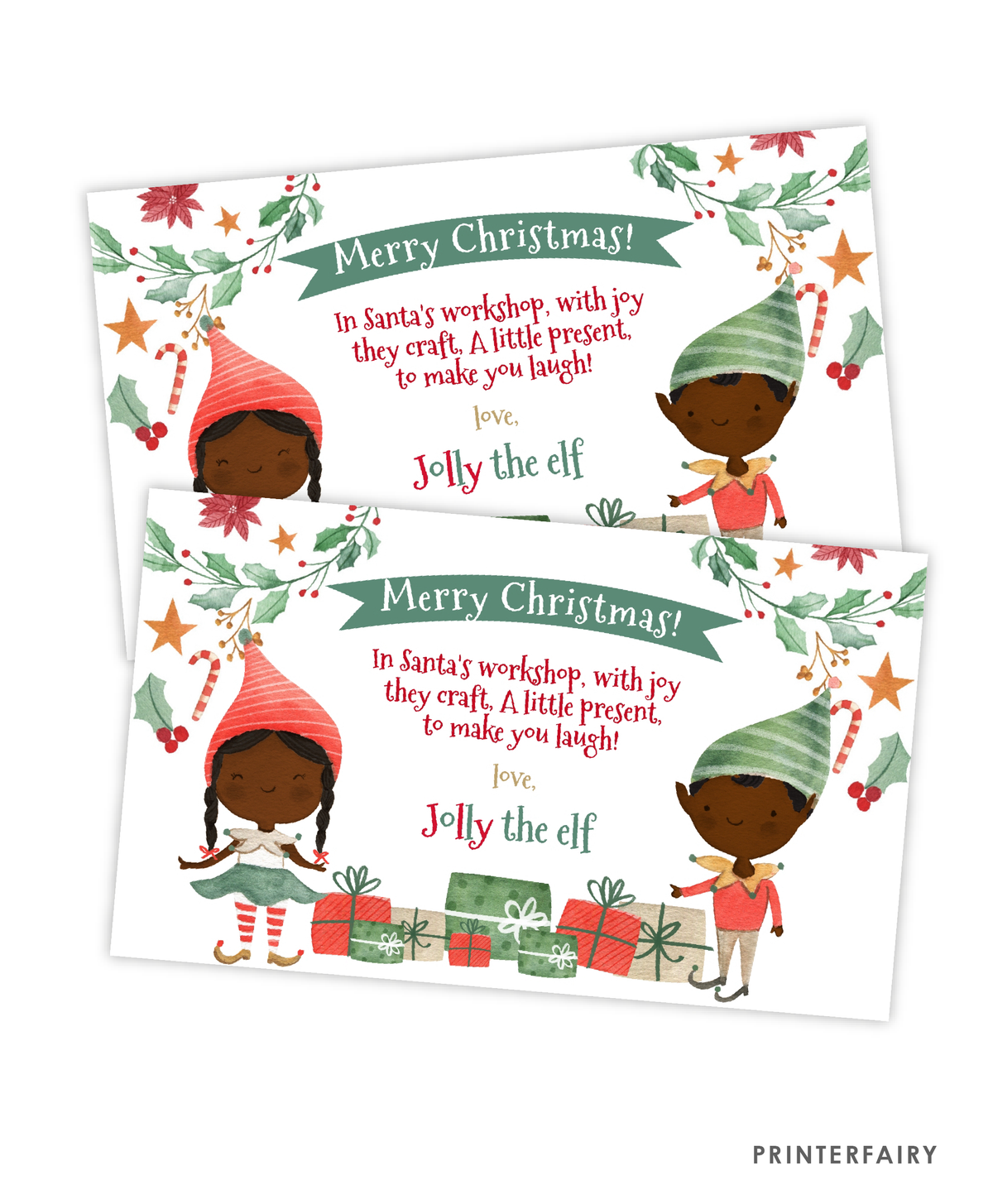 Elf Christmas Gable Box Label