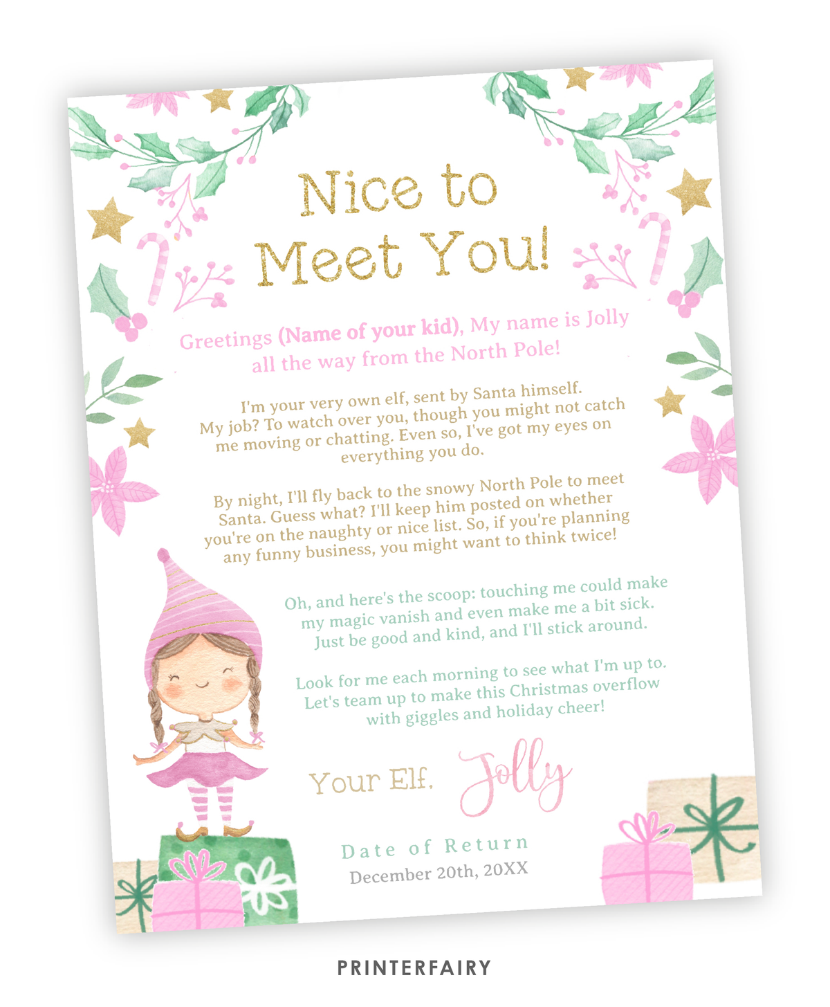 Elf Arrival Letter "Nice to Meet You"