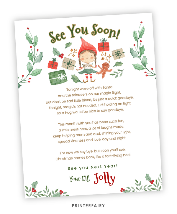 Christmas Elf Goodbye Letter