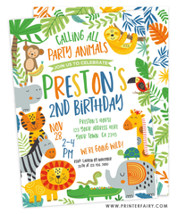 Color Jungle Birthday Invitation