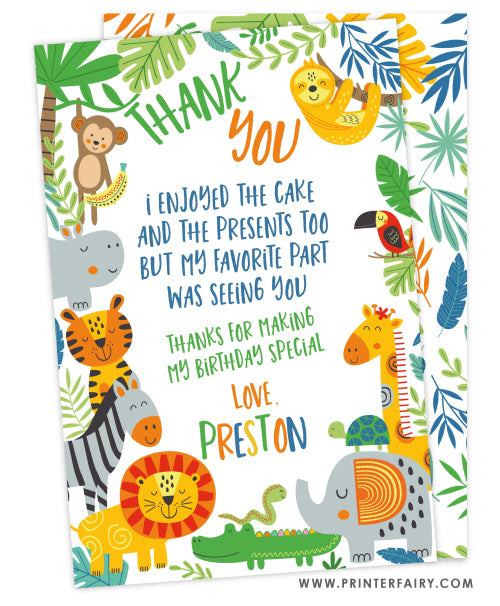 Color Jungle Thank You Cards