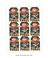 Construction Birthday Favor Tags