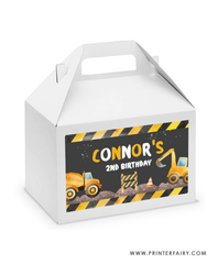 Construction Birthday Gable Box Label