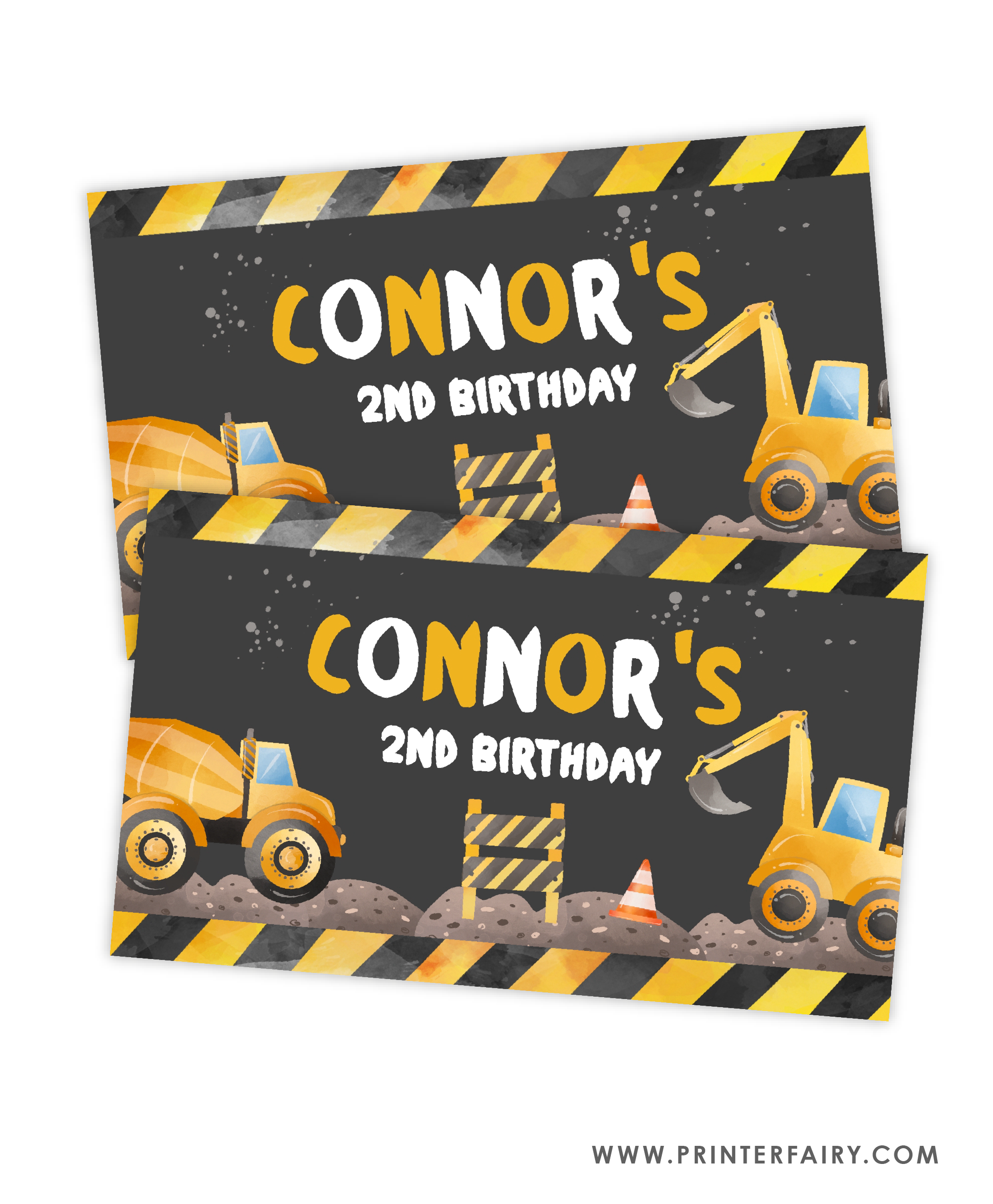 Construction Birthday Gable Box Label