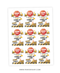 Construction Birthday Favor Tags