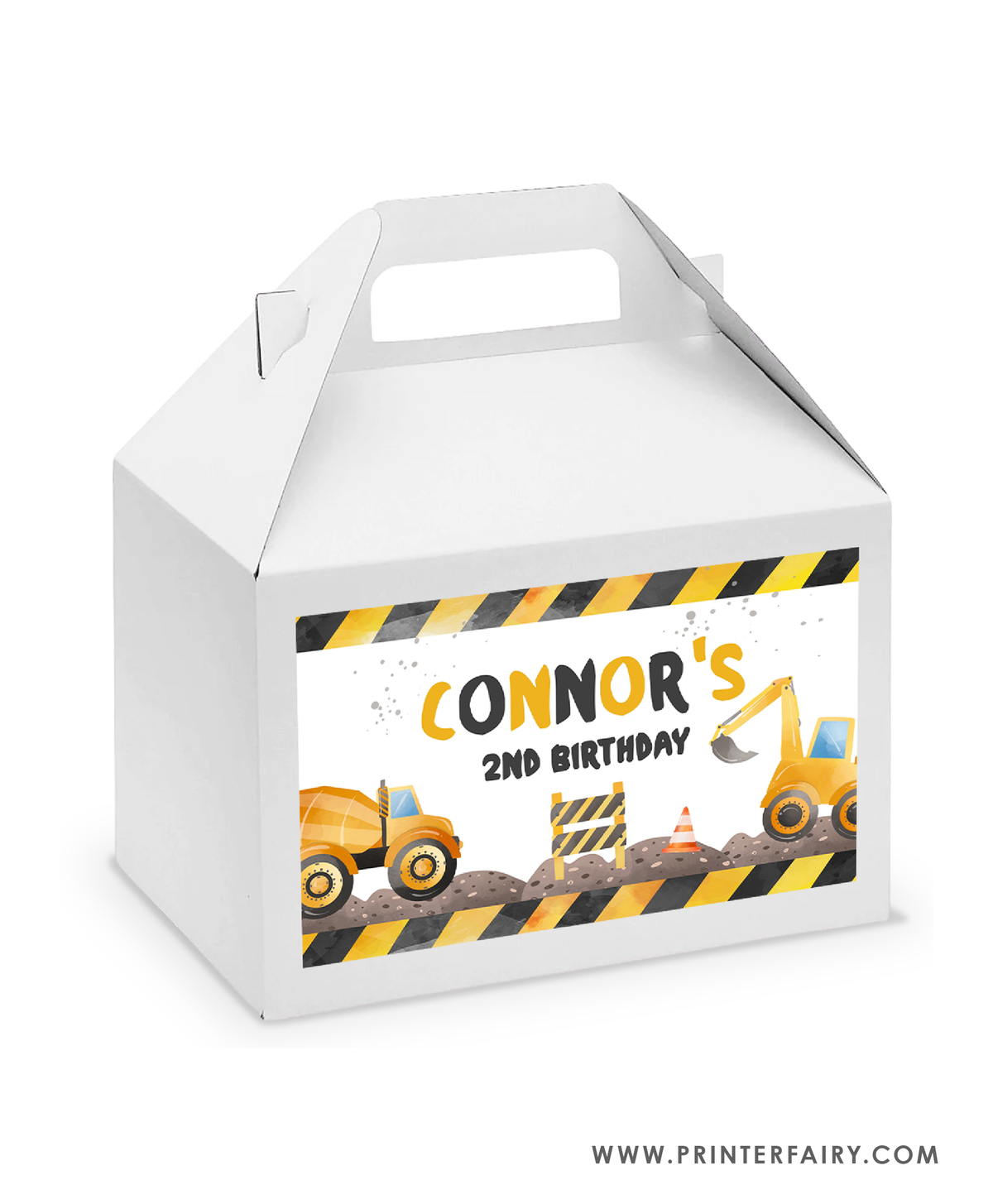 Construction Birthday Gable Box Label