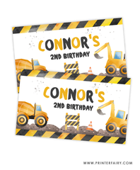 Construction Birthday Gable Box Label