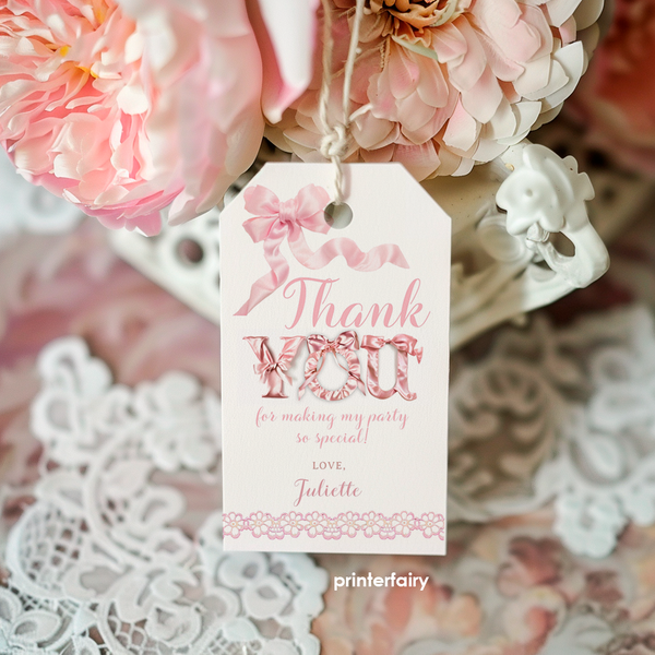 Coquette Party Favor Tags