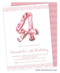 Coquette 4th Birthday Party Invitation