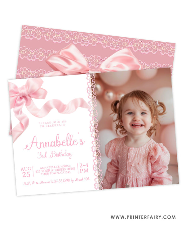 Coquette Birthday Invitation with Photo