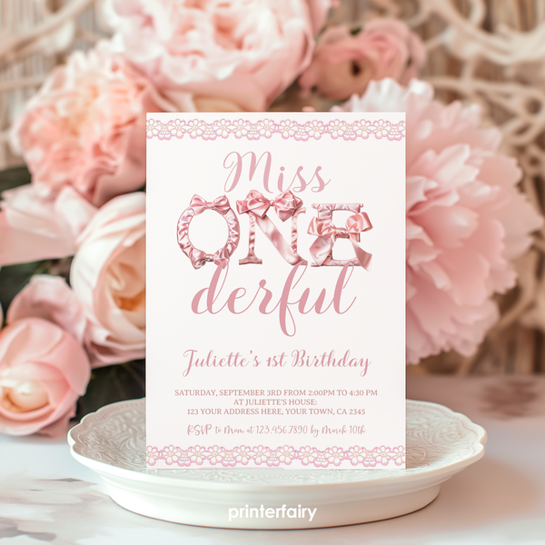 Coquette First Birthday Party Invitation