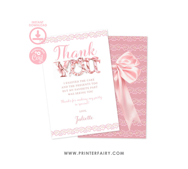 Coquette Party Thank You Card