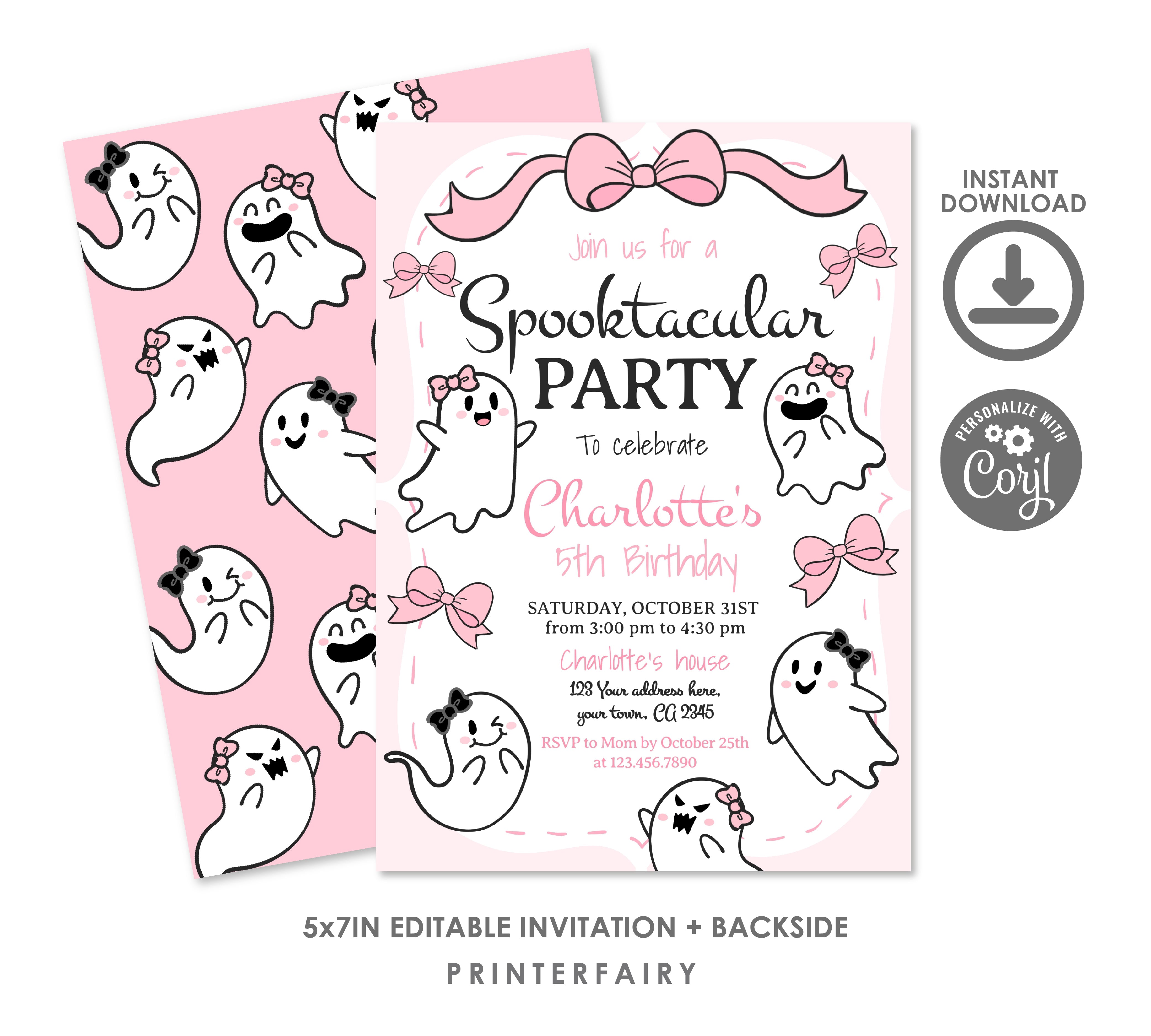 Coquette Ghost Spooktacular party Invitation