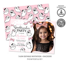 Coquette Ghost Spooktacular party Invitation with Photo