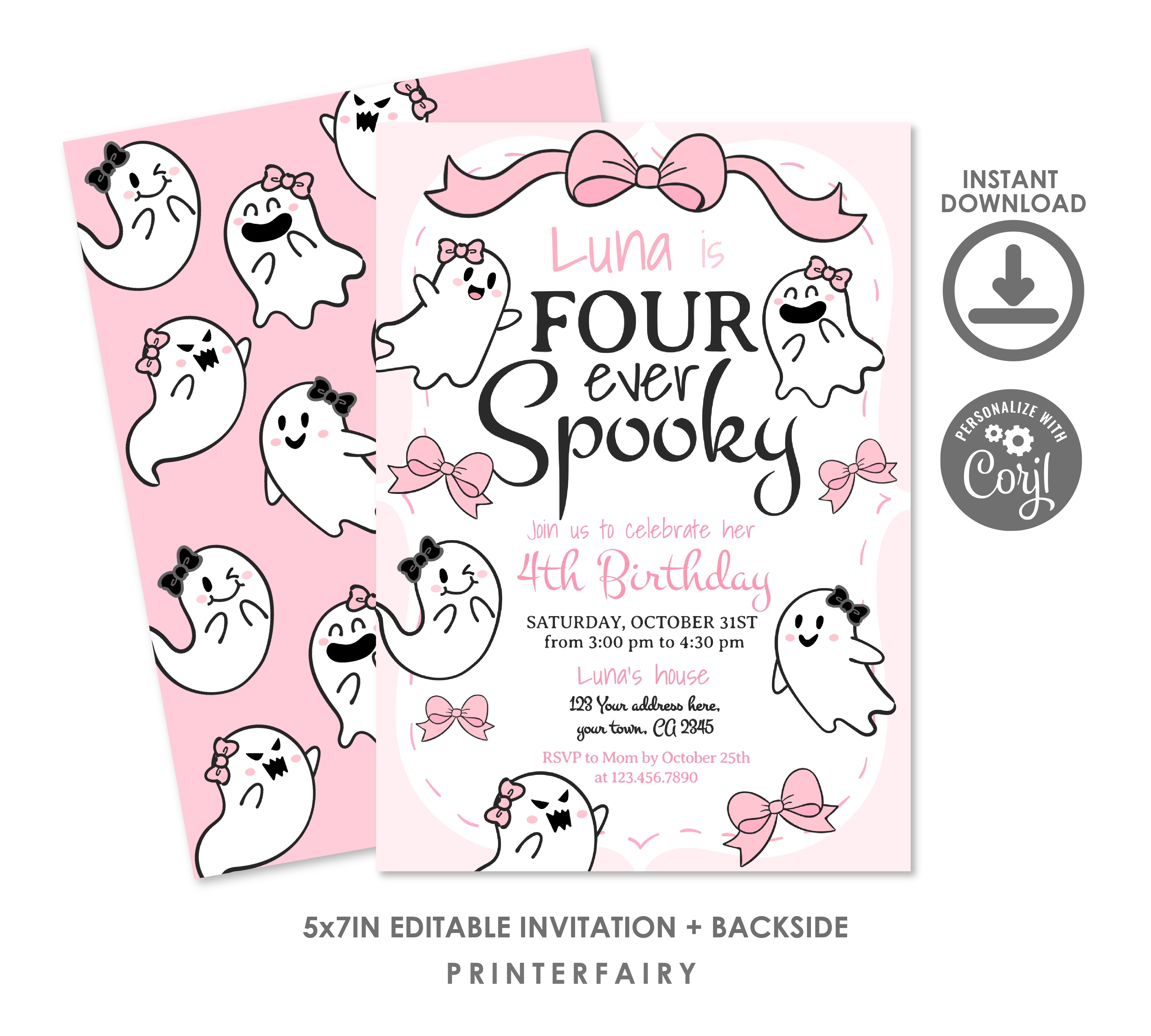 Coquette Ghost Four ever spooky Invitation