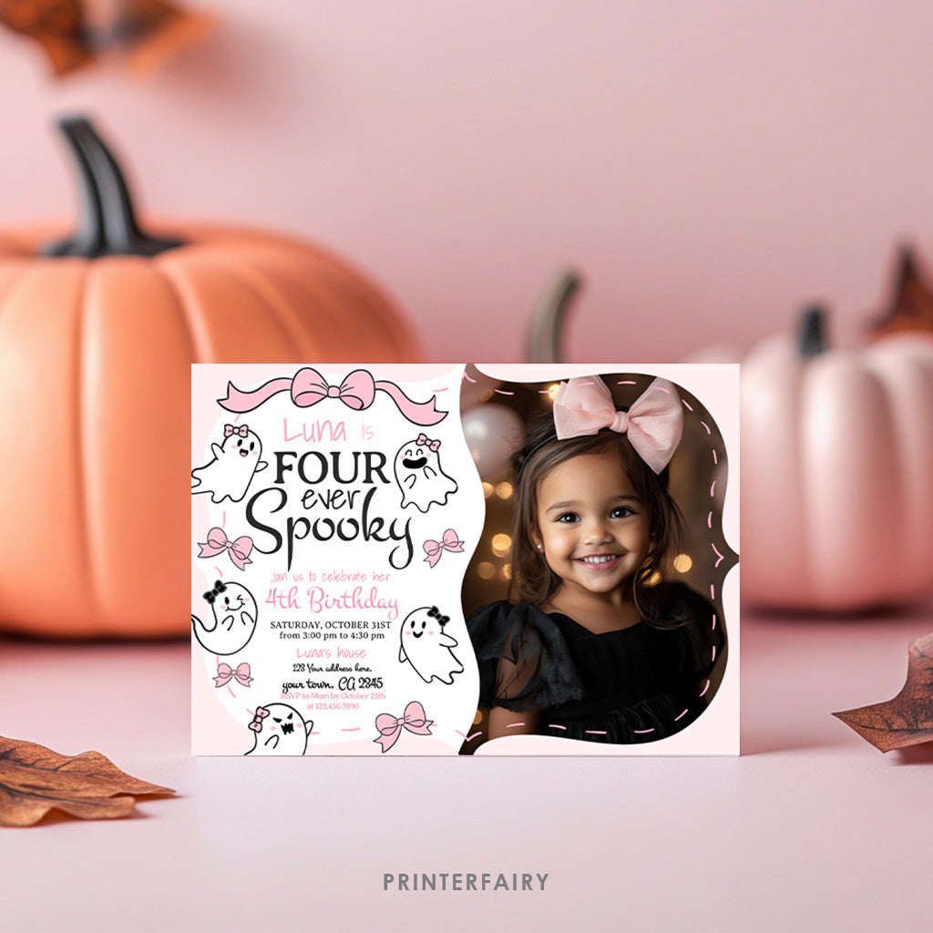 Coquette Ghost Four ever spooky Invitation with Photo