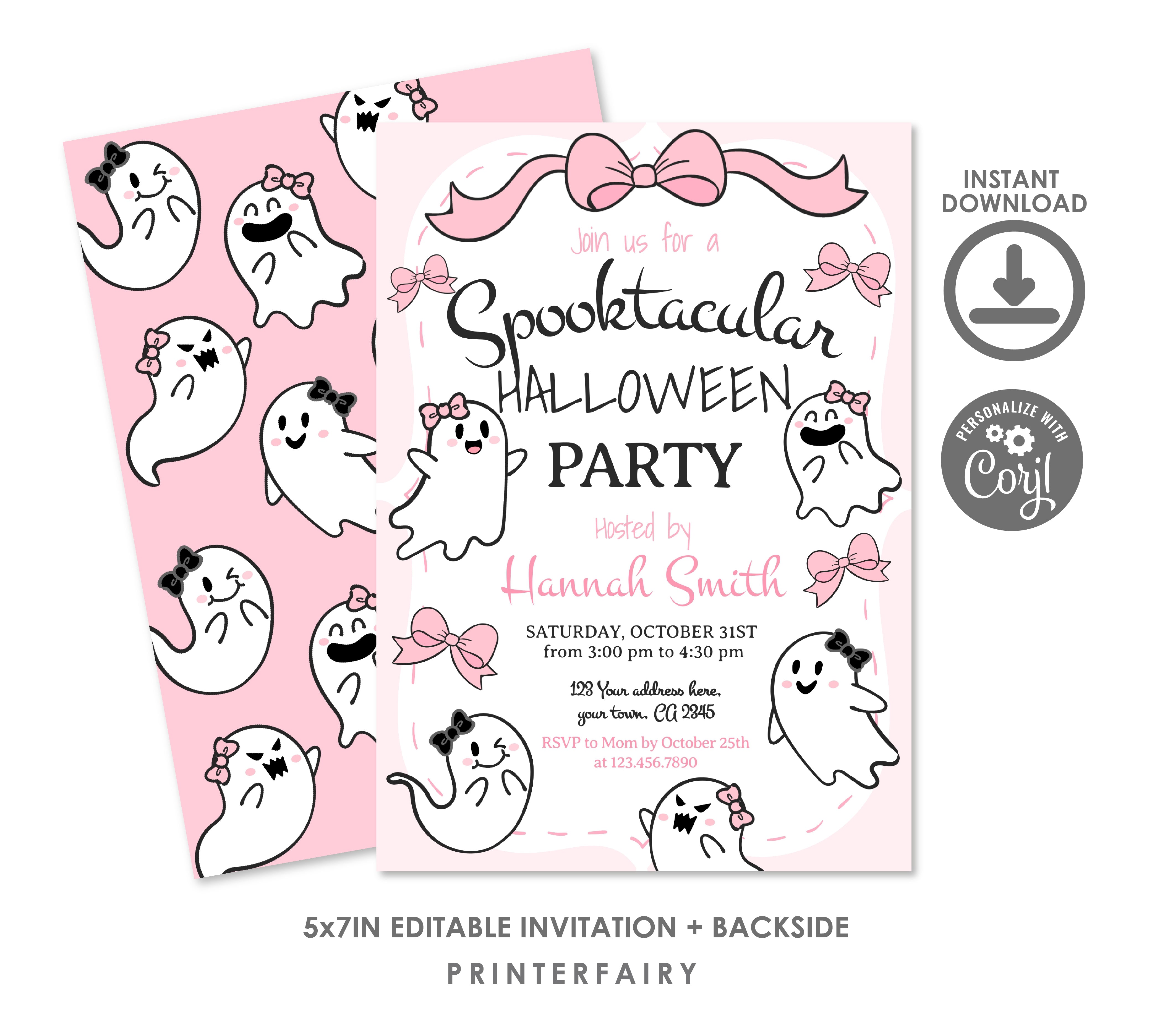 Coquette Ghost Spooktacular Halloween Party Invitation