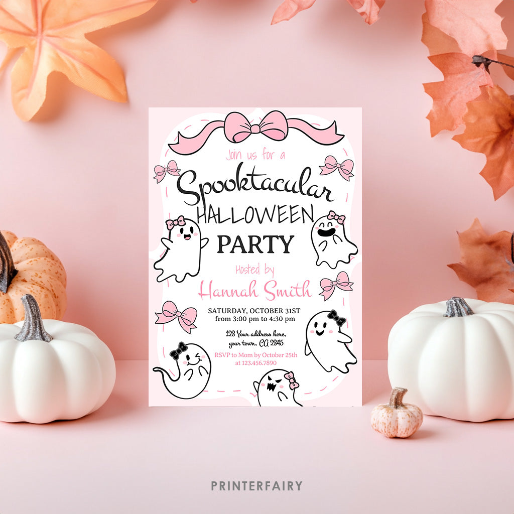 Coquette Ghost Spooktacular Halloween Party Invitation