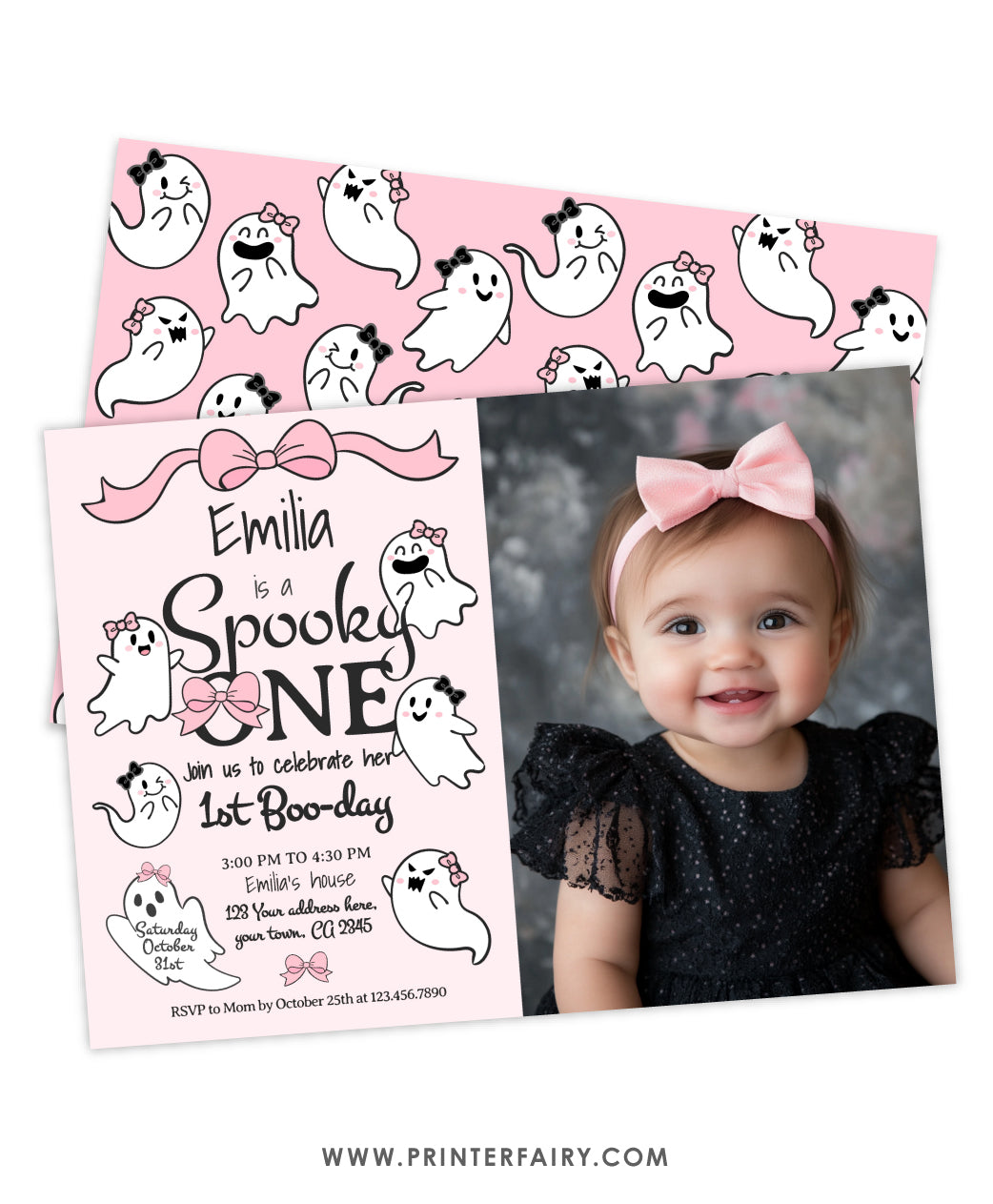 Coquette Ghost Spooky One Invitation with Photo