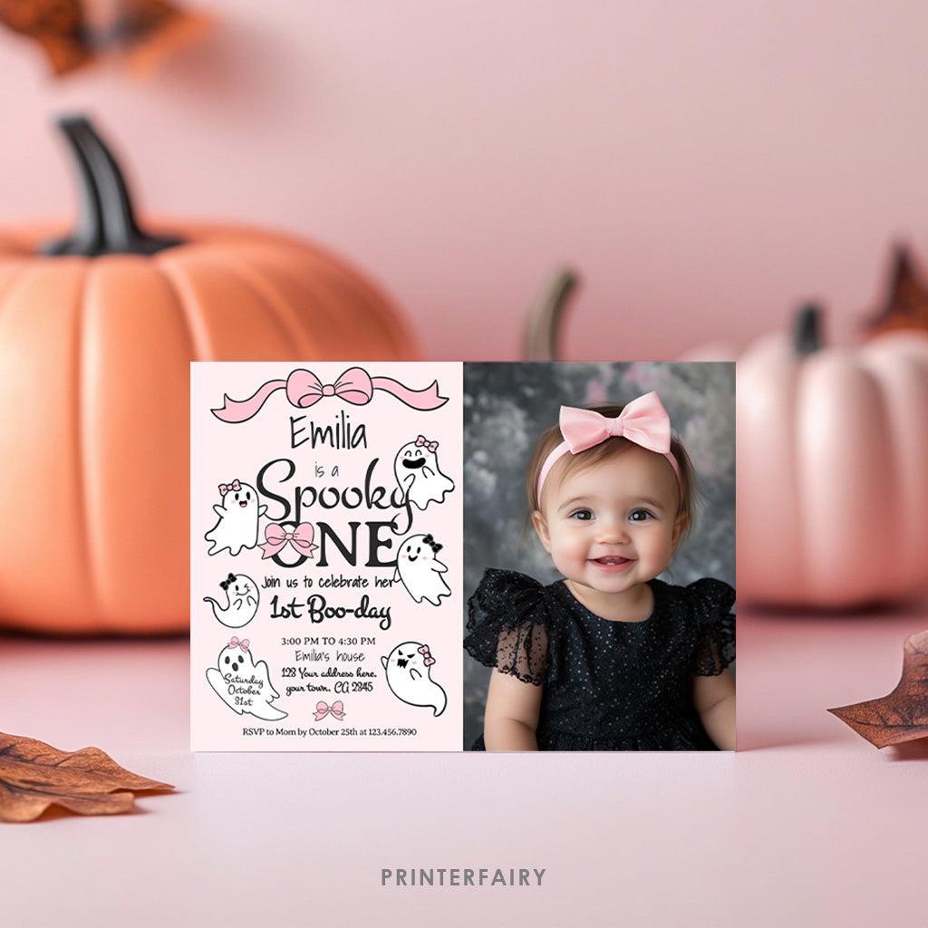 Coquette Ghost Spooky One Invitation with Photo