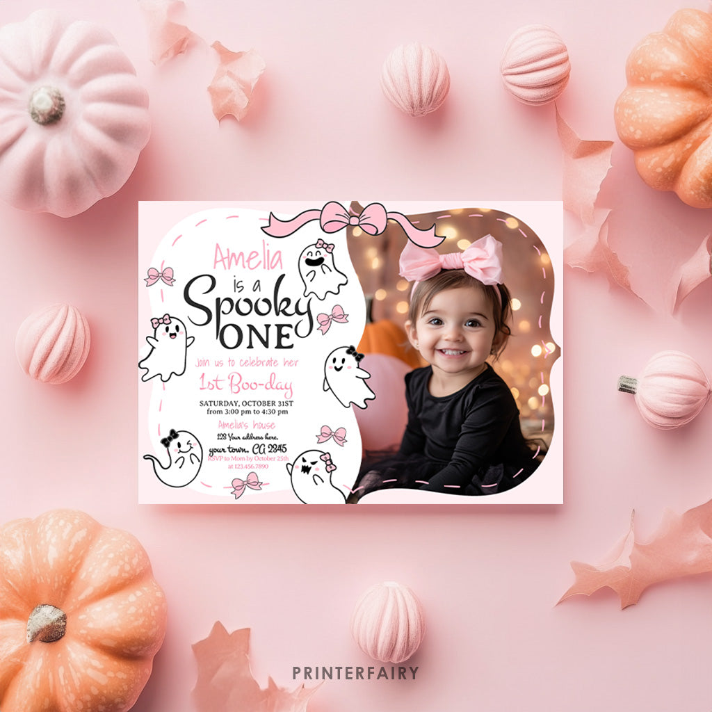 Coquette Ghost Spooky One Invitation with Photo