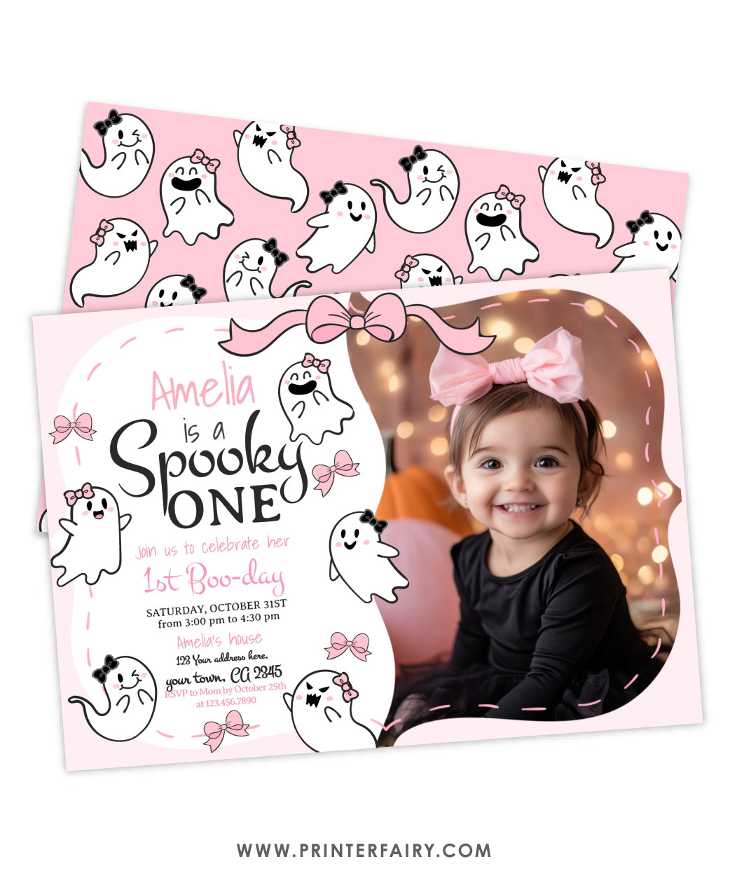 Coquette Ghost Spooky One Invitation with Photo