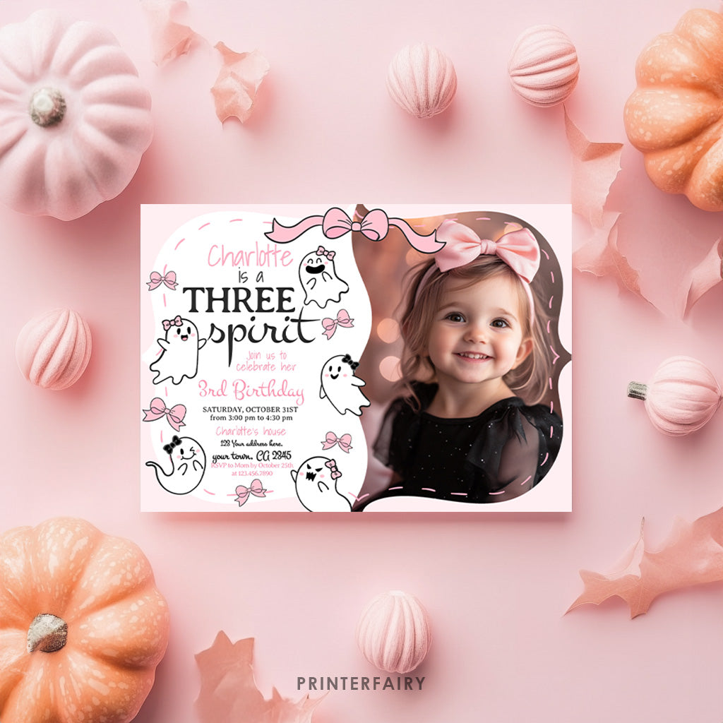 Coquette Ghost Three Spirit Invitation with Photo