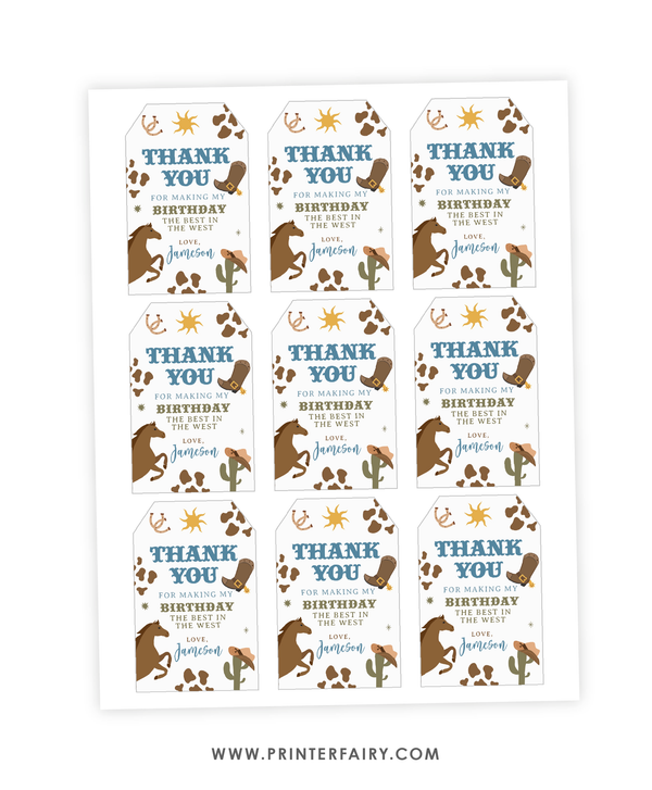 Rodeo Birthday Favor Tags