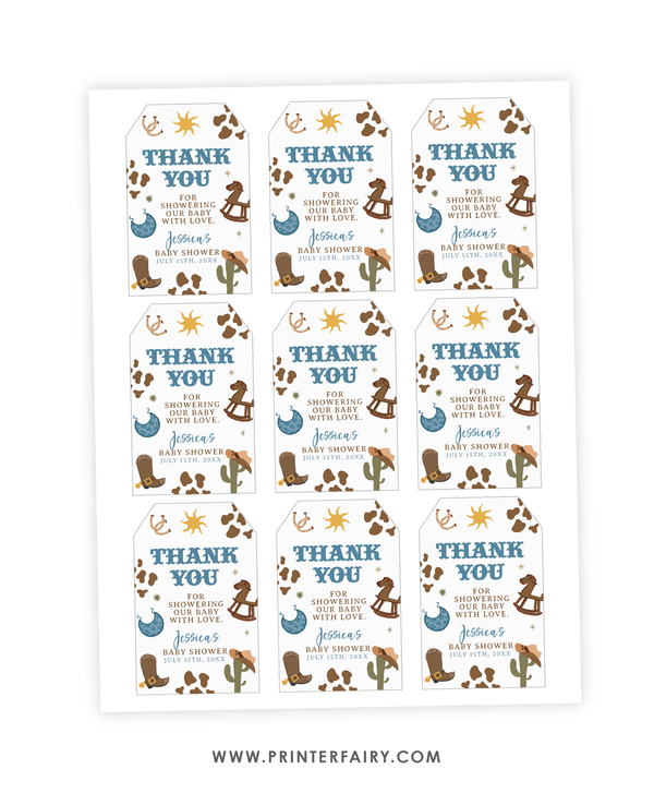 Cowboy Baby Shower Favor Tags