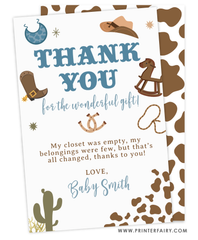 Cowboy Baby Shower Thank You Card