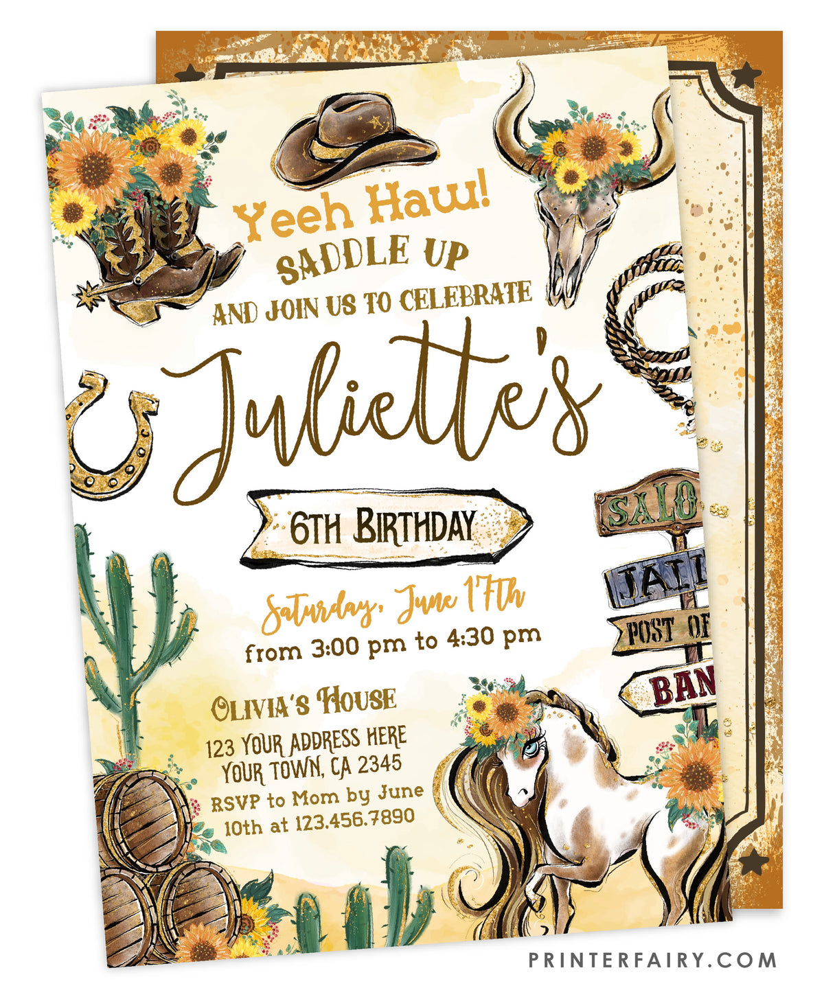 Cowgirl Birthday Invitation