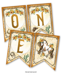 Cowgirl First Birthday Party Banner