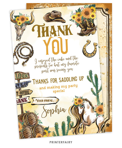 Cowgirl Thank You Card